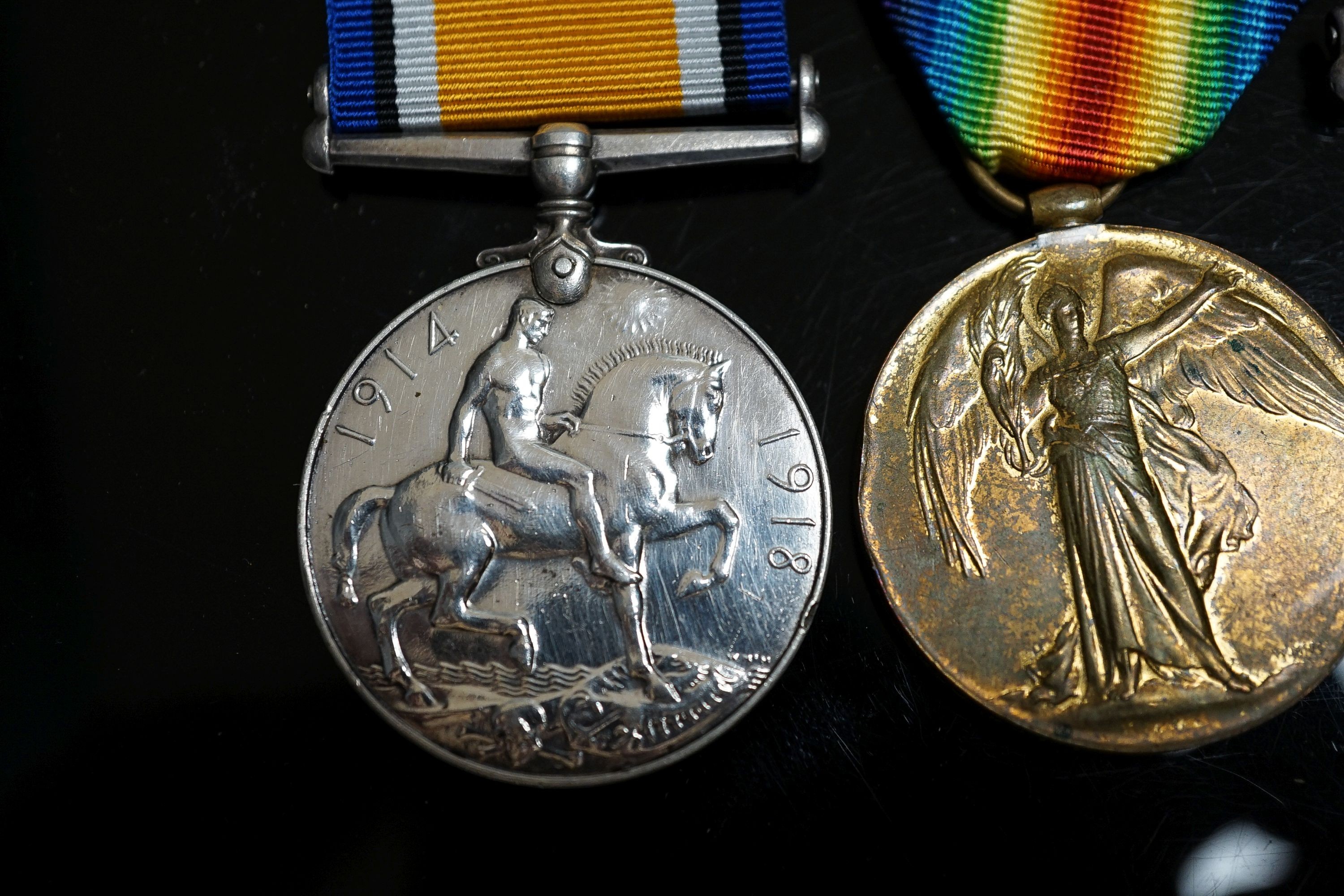 WWI medals - pair to 3206 SJT. H.C. Holder 16-LOND. R. and Victory medal to G-75192 PTE. A. MILLER. R. FUS.